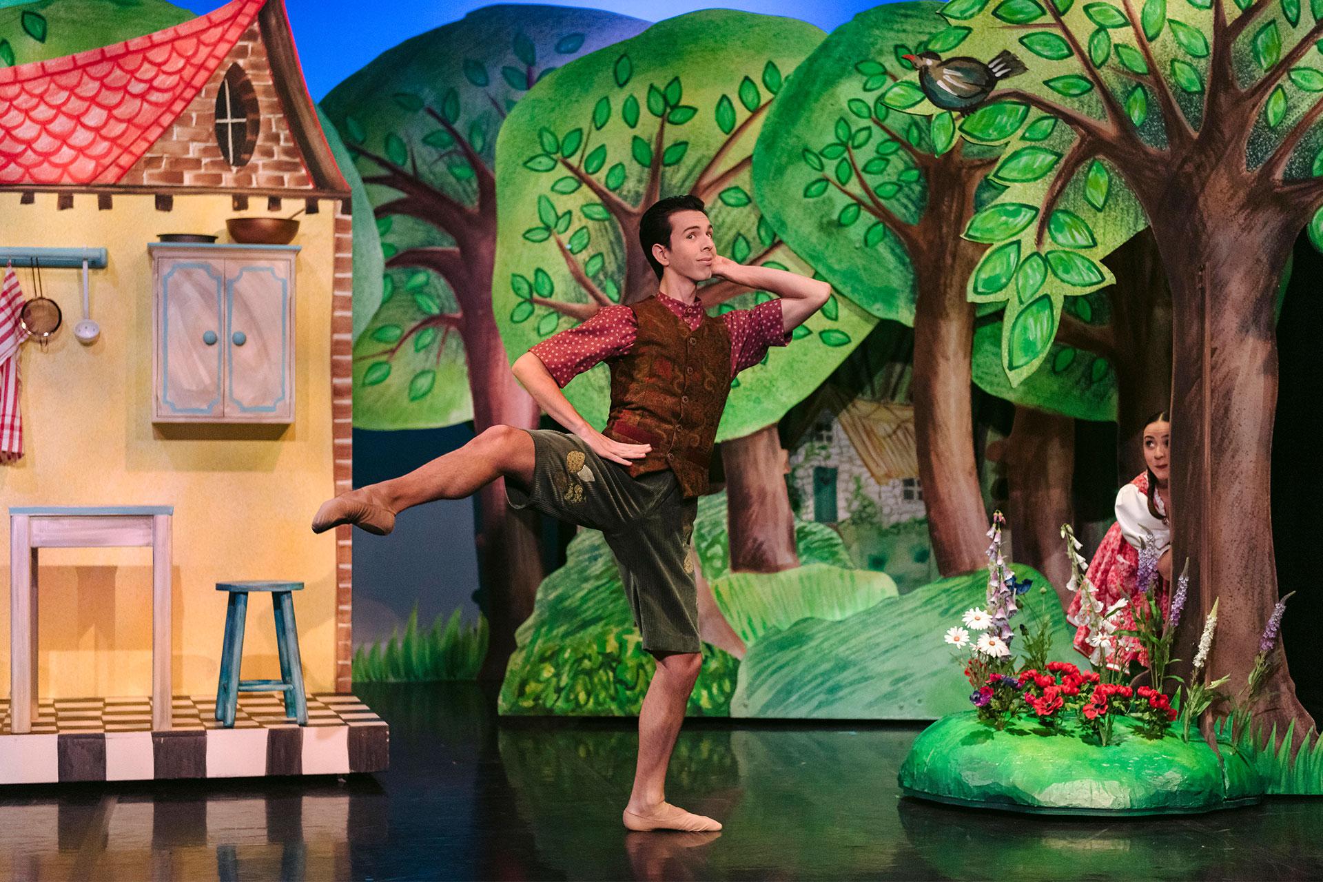 Little Red's father looks for her during a game of hide-and-seek