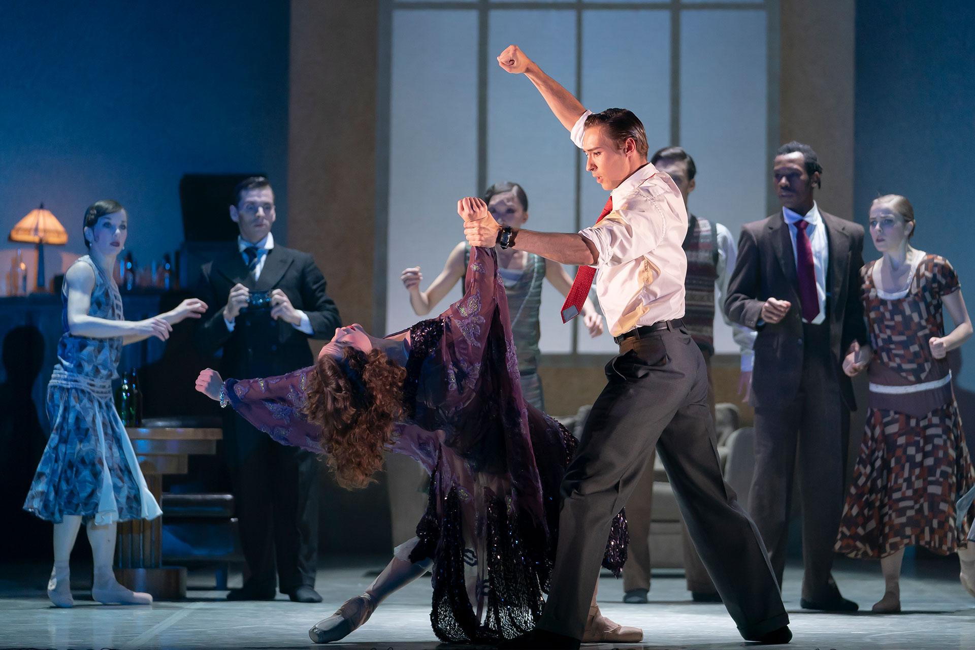 Abigail Prudames and Joseph Taylor in The GReat Gatsby. Photo Emma Kaudlahr.
