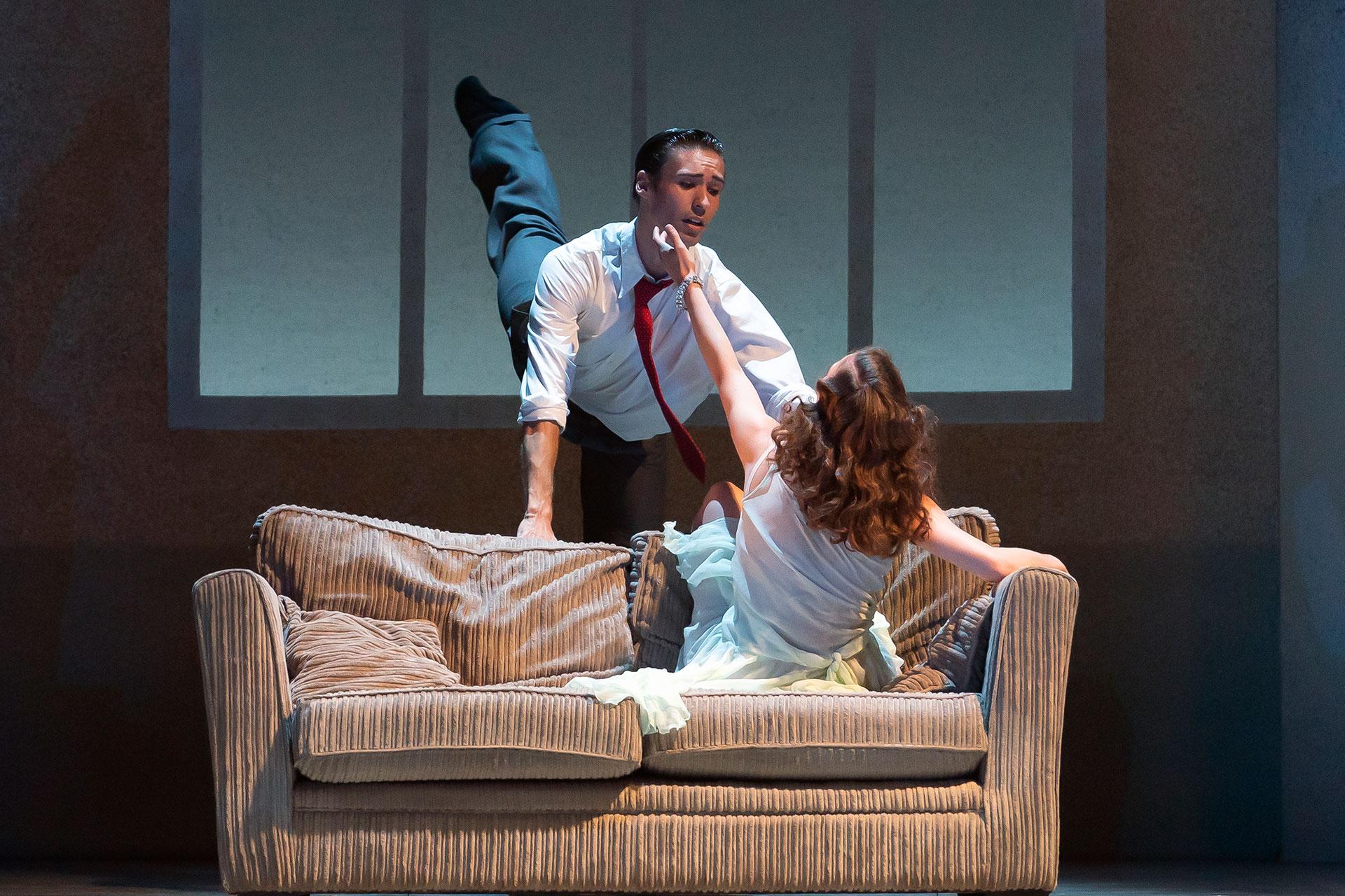 Joseph Taylor as Tom in The Great Gatsby. Photo Emma Kauldar.