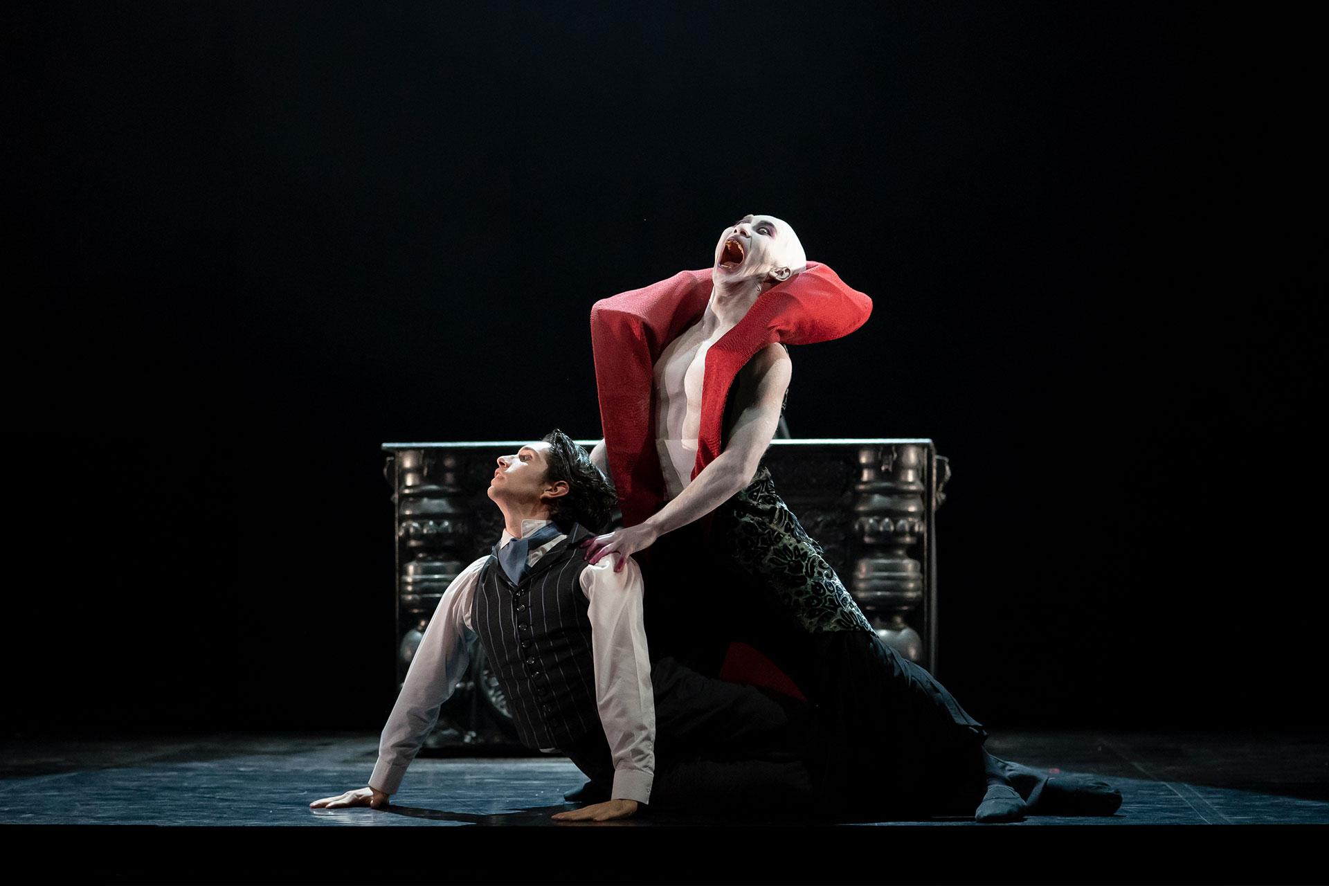 The ancient and withered Dracula finds sustenance from Harker's vigour