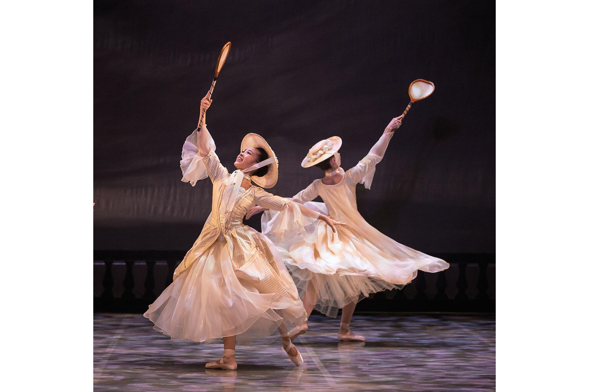 Ladies of society play badminton