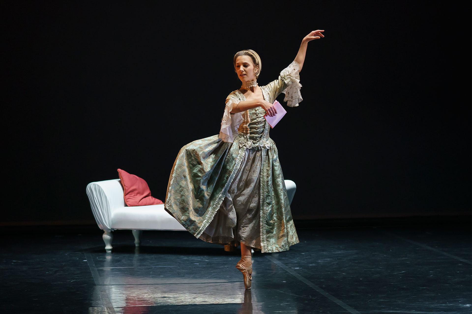 Antoinette Brooks-Daw as Madame de Tourvel in Dangerous Liaisons. Photo Emma Kauldhar