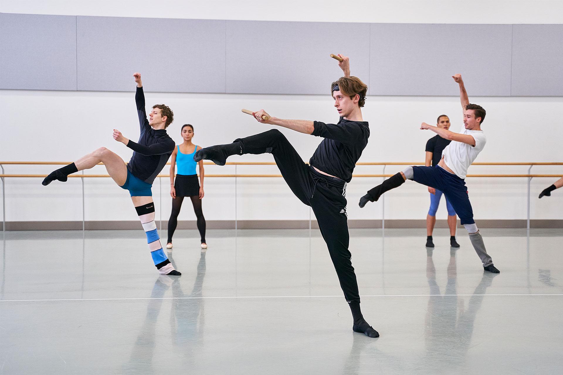 Jonathan Hanks, Matthew Morrell and Joseph Taylor in rehearsal for Geisha. Photo Justin Slee