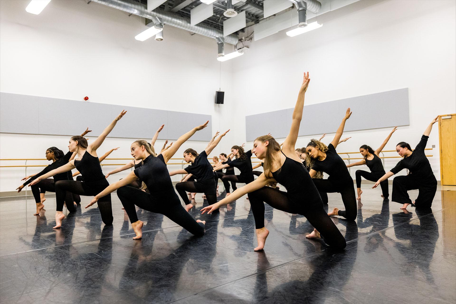 Photograph of students in synch rehearsing in a studio