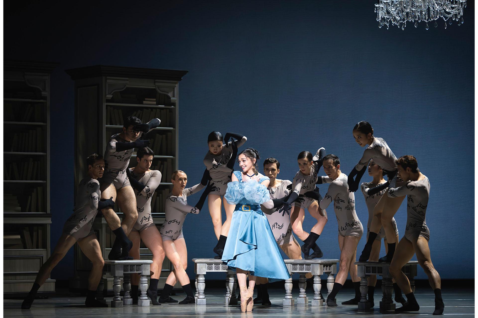 In front of a dozen dancers representing Anne Lister's words, her lover is happily overwhelmed by the attention