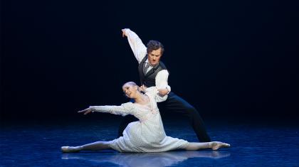 Jonathan Hanks and Antoinette Brooks-Daw perform a duet from A Christmas Carol in Northern Ballet's 50th Anniversary Celebration Gala. Photo Emma Kauldhar